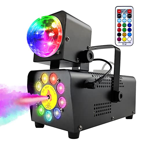 vinnyooc Mini Nebelmaschine, 12 Farben LED Nebelmaschine, Rauchmaschine mit Disco Ball DJ Bühneneffekt, Sprühbereich 8-10m für Diskotheken Bars Hochzeiten Tänze Karaoke von vinnyooc