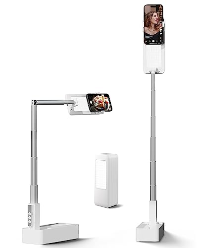 viozon Ausziehbarer Selfie-Handyständer, 5 Helligkeitsstufen und 3 Farben, 360° Rotation, aufladbarer kabelloser Faltbarer LED-Beleuchtung für Live-Streaming/YouTube/Tiktok/Fotografie/Nageldesign von viozon