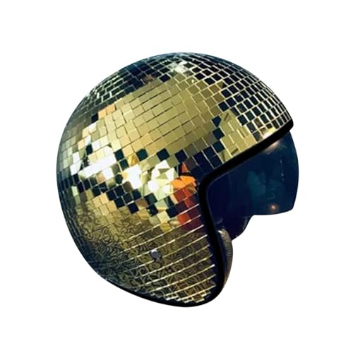 Discokugel Hüte-Diskokugel Helm,Glitzer Spiegel Glas Discokugel Hut Helm,Disco-Spiegel-Glitzerball-Helme Mit Einziehbarem Visier, DiscoDekor Helme für Damen Herren DJ Club Bühne Bar Par Hochzeit (A) von vokkrv