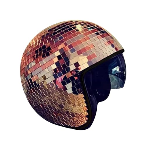 Discokugel Hüte-Diskokugel Helm,Glitzer Spiegel Glas Discokugel Hut Helm,Disco-Spiegel-Glitzerball-Helme Mit Einziehbarem Visier, DiscoDekor Helme für Damen Herren DJ Club Bühne Bar Par Hochzeit (B) von vokkrv