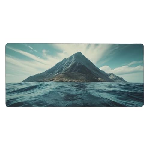 Gaming Mousepad XXL Blau, Mauspad Bergspitze Schreibtischunterlage 1600x800x3mm Mauspad Gaming, rutschfeste Gummibasis, Nahtlose Kantenfür, für PC Laptop Verbessert Präzision und Geschwindigkei t-480 von wcusmmog