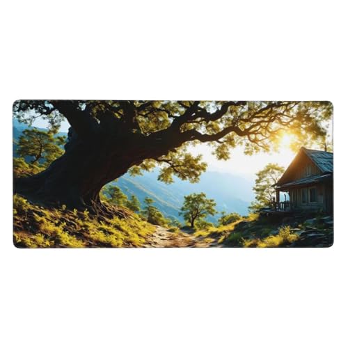 Gaming Mousepad XXL Blau, Mauspad Blumen Schreibtischunterlage 1500x800x3mm Mauspad Gaming, rutschfeste Gummibasis, Nahtlose Kantenfür, für PC Laptop Verbessert Präzision und Geschwindigkei t-3467 von wcusmmog