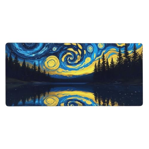 Gaming Mousepad XXL Blau, Mauspad Landschaft Schreibtischunterlage 1200x600x3mm Mauspad Gaming, Rutschfeste Gummibasis, Nahtlose Kantenfür, für PC Laptop Verbessert Präzision und Geschwindigkei t-5806 von wcusmmog