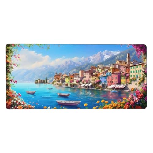 Gaming Mousepad XXL Blau, Mauspad Landschaft Schreibtischunterlage 1200x600x3mm Mauspad Gaming, Rutschfeste Gummibasis, Nahtlose Kantenfür, für PC Laptop Verbessert Präzision und Geschwindigkei t-5830 von wcusmmog