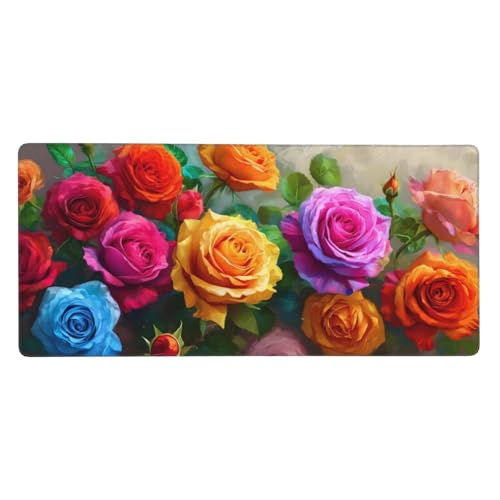 Gaming Mousepad XXL Farbe, Mauspad Blumen Schreibtischunterlage 1000x500x3mm Mauspad Gaming, rutschfeste Gummibasis, Nahtlose Kantenfür, für PC Laptop Verbessert Präzision und Geschwindigkei t-4041 von wcusmmog