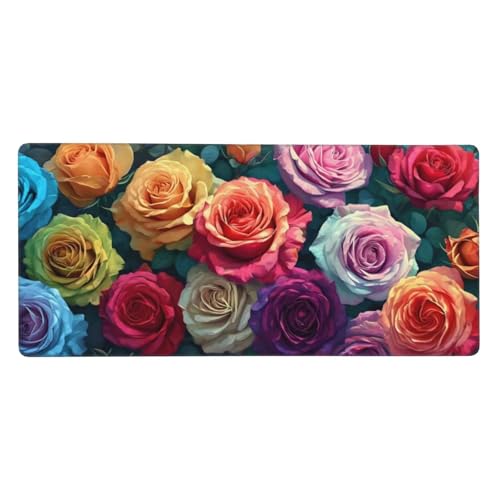 Gaming Mousepad XXL Farbe, Mauspad Blumen Schreibtischunterlage 1500x800x3mm Mauspad Gaming, rutschfeste Gummibasis, Nahtlose Kantenfür, für PC Laptop Verbessert Präzision und Geschwindigkei t-4019 von wcusmmog