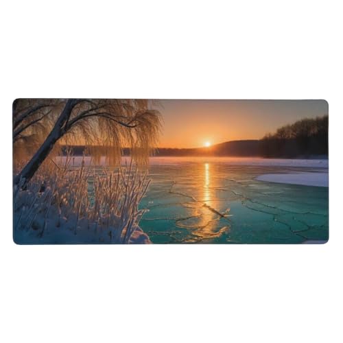 Gaming Mousepad XXL Gelb, Mauspad Landschaft Schreibtischunterlage 1600x800x3mm Mauspad Gaming, Rutschfeste Gummibasis, Nahtlose Kantenfür, für PC Laptop Verbessert Präzision und Geschwindigkei t-5880 von wcusmmog