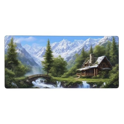 Gaming Mousepad XXL Grün, Mauspad Landschaft Schreibtischunterlage 1500x800x3mm Mauspad Gaming, Rutschfeste Gummibasis, Nahtlose Kantenfür, für PC Laptop Verbessert Präzision und Geschwindigkei t-5699 von wcusmmog