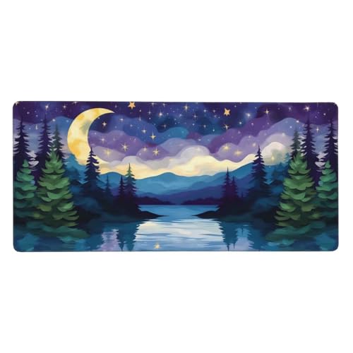 Gaming Mousepad XXL Lila, Mauspad Landschaft Schreibtischunterlage 1500x800x3mm Mauspad Gaming, Rutschfeste Gummibasis, Nahtlose Kantenfür, für PC Laptop Verbessert Präzision und Geschwindigkei t-5651 von wcusmmog