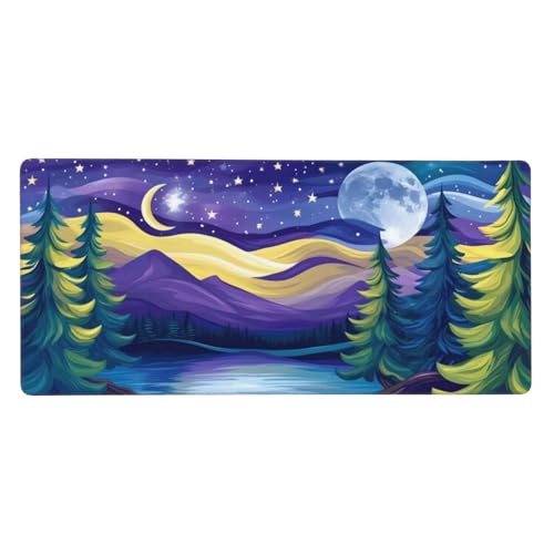 Gaming Mousepad XXL Lila, Mauspad Landschaft Schreibtischunterlage 1600x800x3mm Mauspad Gaming, Rutschfeste Gummibasis, Nahtlose Kantenfür, für PC Laptop Verbessert Präzision und Geschwindigkei t-5640 von wcusmmog