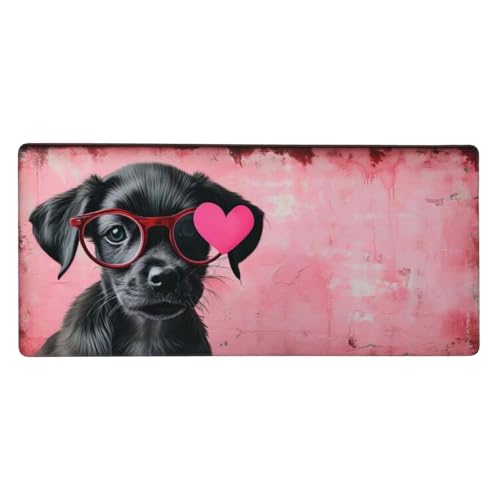 Gaming Mousepad XXL Rosa, Mauspad Hund Schreibtischunterlage 800x400x3mm Mauspad Gaming, rutschfeste Gummibasis, Nahtlose Kantenfür, für PC Laptop Verbessert Präzision und Geschwindigkei t-5274 von wcusmmog