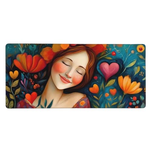 Gaming Mousepad XXL Rot, Mauspad Frau Schreibtischunterlage 1500x800x3mm Mauspad Gaming, rutschfeste Gummibasis, Nahtlose Kantenfür, für PC Laptop Verbessert Präzision und Geschwindigkei t-1019 von wcusmmog