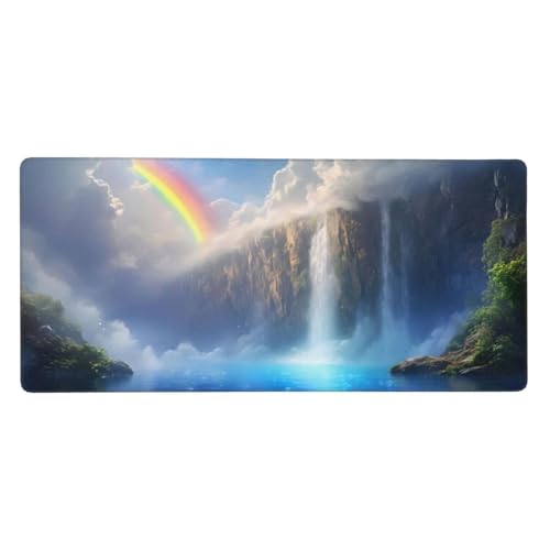 Gaming Mousepad XXL Weiß, Mauspad Fallen Schreibtischunterlage 1200x600x3mm Mauspad Gaming, rutschfeste Gummibasis, Nahtlose Kantenfür, für PC Laptop Verbessert Präzision und Geschwindigkei t-790 von wcusmmog