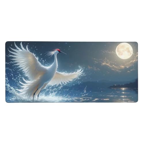 Gaming Mousepad XXL Weiß, Mauspad Kran Schreibtischunterlage 1000x500x3mm Mauspad Gaming, rutschfeste Gummibasis, Nahtlose Kantenfür, für PC Laptop Verbessert Präzision und Geschwindigkei t-4737 von wcusmmog