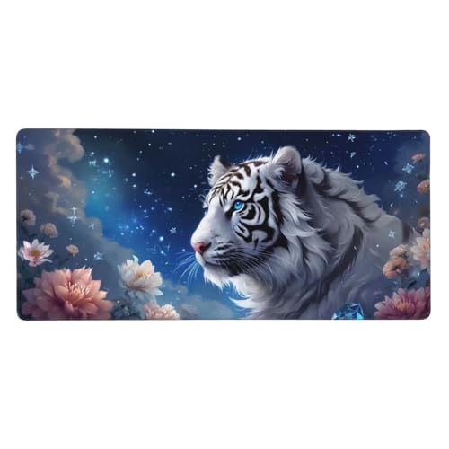 Mauspad XXL 1200x600x3mm, Mousepad Tiger Schreibtischunterlage Farbe Mauspad Gaming, Spezielle Oberfläche Verbessert Präzision und Geschwindigkeit, Mausmatte für PC, Büro, Laptop, Computer t-2698 von wcusmmog