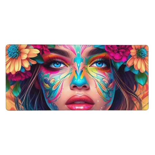 Mauspad XXL 1500x800x3mm, Mousepad Frau Schreibtischunterlage Blumen Mauspad Gaming, Spezielle Oberfläche Verbessert Präzision und Geschwindigkeit, Mausmatte für PC, Büro, Laptop, Computer t-1007 von wcusmmog