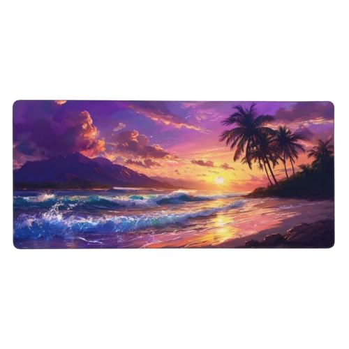 Mauspad XXL 1500x800x3mm, Mousepad Strand Schreibtischunterlage Lila Mauspad Gaming, Spezielle Oberfläche Verbessert Präzision und Geschwindigkeit, Mausmatte für PC, Büro, Laptop, Computer t-599 von wcusmmog