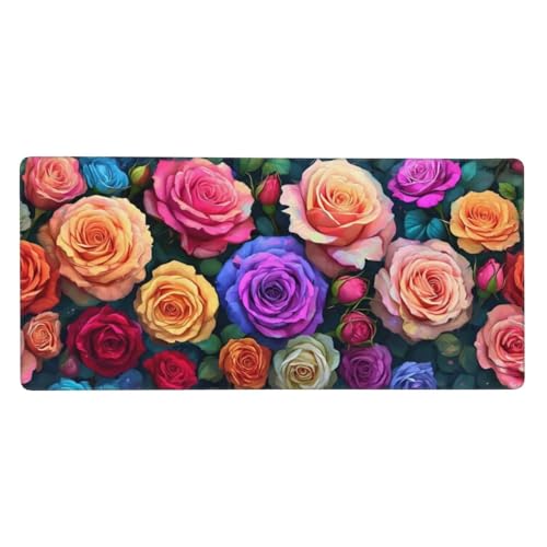 Mauspad XXL 1600x800x3mm, Mousepad Blumen Schreibtischunterlage Farbe Mauspad Gaming, Spezielle Oberfläche Verbessert Präzision und Geschwindigkeit, Mausmatte für PC, Büro, Laptop, Computer t-3876 von wcusmmog