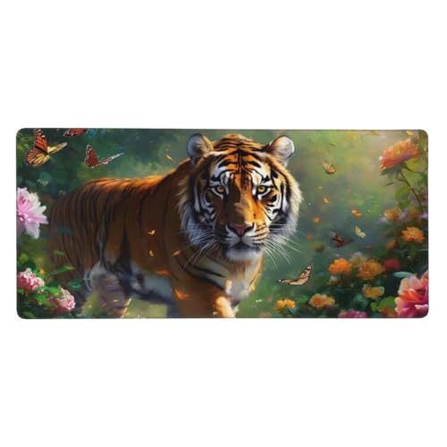 Mauspad XXL 1600x800x3mm, Mousepad Tiger Schreibtischunterlage Farbe Mauspad Gaming, Spezielle Oberfläche Verbessert Präzision und Geschwindigkeit, Mausmatte für PC, Büro, Laptop, Computer t-2724 von wcusmmog