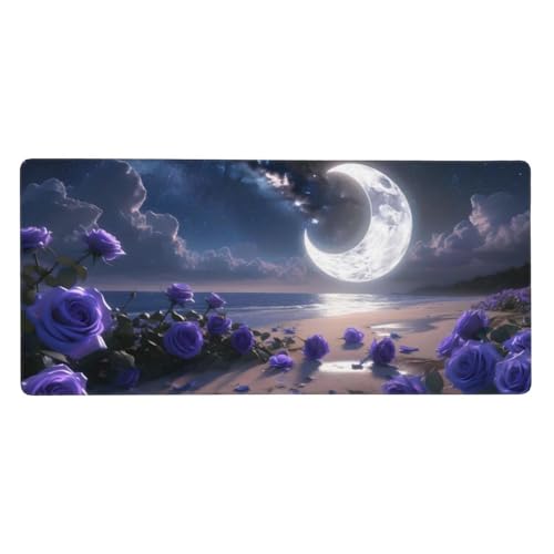 Mauspad XXL 800x400x3mm, Mousepad Strand Schreibtischunterlage Lila Mauspad Gaming, Spezielle Oberfläche Verbessert Präzision und Geschwindigkeit, Mausmatte für PC, Büro, Laptop, Computer t-5022 von wcusmmog