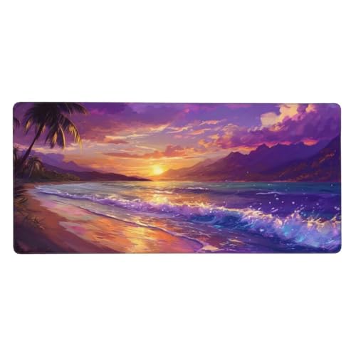 Mauspad XXL 800x400x3mm, Mousepad Strand Schreibtischunterlage Lila Mauspad Gaming, Spezielle Oberfläche Verbessert Präzision und Geschwindigkeit, Mausmatte für PC, Büro, Laptop, Computer t-606 von wcusmmog