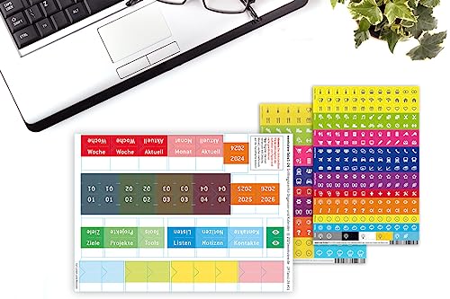 weekview Tabs - Griffregister für Kalender, Organizer und Planer | Farbig markierte Registerkarten | Perfekte Übersicht & Organisation | Ideal für Büro, Schule und Zuhause von weekview