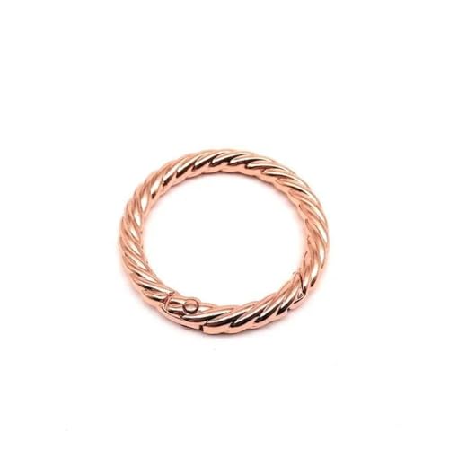 5 Stück Feder-O-Ring, offen, gedreht, Ledertasche, Handtasche, Gürtelschnalle, Karabinerverschluss, Schlüsselanhänger, Hundekette, Schnapphaken, Innendurchmesser 25 mm, Roségold von wejiay