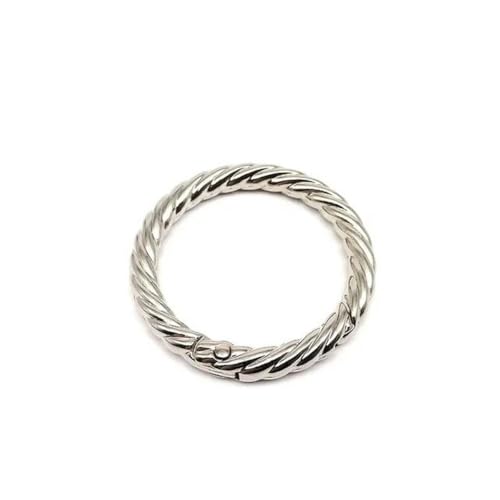 5 Stück Feder-O-Ring, offen, verdreht, Ledertasche, Handtasche, Gürtelschnalle, Karabinerverschluss, Schlüsselanhänger, Hundekette, Schnapphaken, Innendurchmesser 25 mm, Silber von wejiay