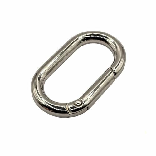 5 x ovaler O-Ring mit Feder, zum Öffnen, Riemenschnalle für Ledertaschen und Handtaschen, Schlüsselanhänger, Hundekette, Schnappverschluss, Karabiner, Innendurchmesser 28 mm, Silber von wejiay