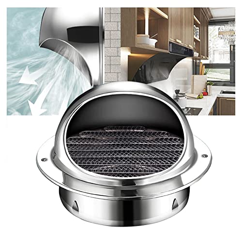 whalebee 304 Edelstahl Ablufthaube, Runde Öffnungen Air Hood Ø60-300mm, Frischluftzirkulation, Garage Kitchen Bathroom Wall Air Hood Mit Insektennetz, Ventilation Grille Weather Protection von whalebee