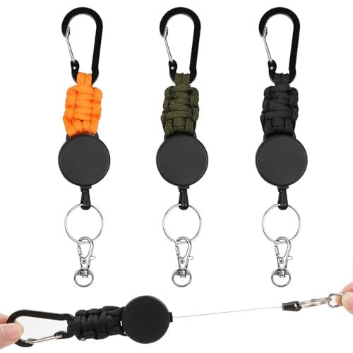 Schlüsselanhänger Ausziehbar, 3 Stücke Schlüsselband Ausziehbar, Ausweishalter Ausziehbar mit 60cm Stahlseil, Ausziehbarer Schlüsselanhänger für ID Badge Holder von winbest