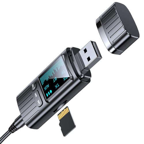 wiroouia USB-Audioempfänger, drahtlose Audioadapter,Multifunktionale Stereoempfänger Audiosender Bidirektional - LED-Display-Audio-Wireless-Adapter, 5.4-Audio-Adapter für Telefone, Tablets, Laptops von wiroouia