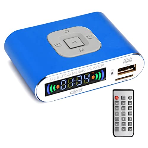 wisspair Bluetooth 5.0 Audio EmpfäNger, Digitaler MP3 Musik Abspieler, FM Radio, SD Karte/USB Wiedergabe, 3,5 Mm Audio Ausgang (Blau) von wisspair