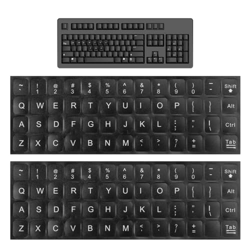 Englische Tastatur-Aufkleber, 2 Stück Tastaturaufkleber mit Weiße Schrift auf Schwarzem Hintergrund, Universelle Tastatur Aufkleber für Computer, Laptop, Notebook, Desktop von witeup