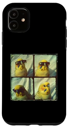 Hülle für iPhone 11 Lustiges Wellensittich im Vintage-Fotoautomaten-Style von witzige Fotoautomaten Designs