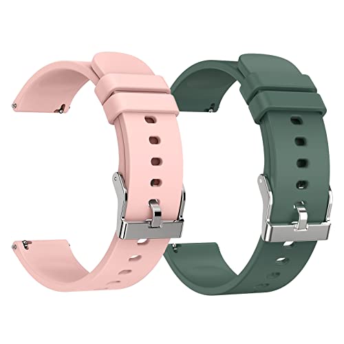 woednx 20 mm Uhrenarmbänder,Ersatzarmband für Smart Watch, weicher, hautfreundlicher Silikon-Schnellverschluss, Smart Watch-Armband((rosa+grün) von woednx