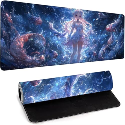 Gaming Mauspad XXL - 600 x 300 x 3mm - Großes Mousepad Mit VernäHten Kanten - Wasserdicht und rutschfest - Mouse Pad Verbessert Präzision und Geschwindigkeit - für Computer, Laptop Blau Karikatur I-0 von wohoaqio