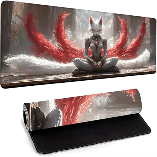 Mauspad 1200 x 600 x 3mm für Alle Maustypen (Kugel, Optisch, Laser) Gaming Mousepad Groß Size Mit Stark Haftender Unterseite für Optimalen Halt, Geeignet für Computer, Laptops, Rot Karikatur 4-J von wohoaqio