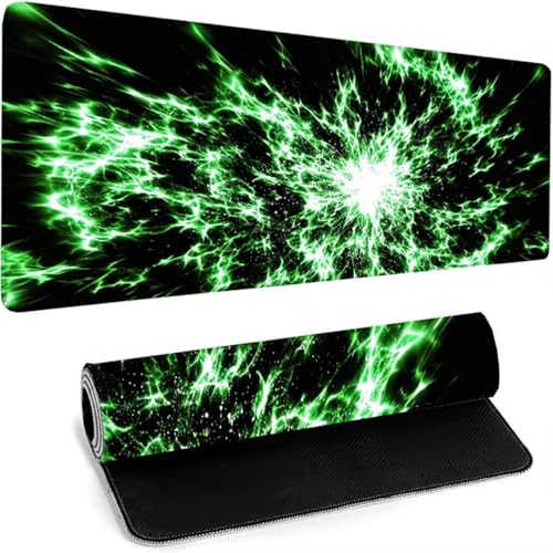 Mauspad XXl 1500 x 800 x 3mm, Gaming Maus Pad Mit Rutschfeste Gummiunterseite, Wasserdichte Ultraglatte Waschbar Mouse Pad für Kabellose Maus Laptop Pc Büro Zuhause Arbeiten Spiele Schwarz Blitz 4-K von wohoaqio