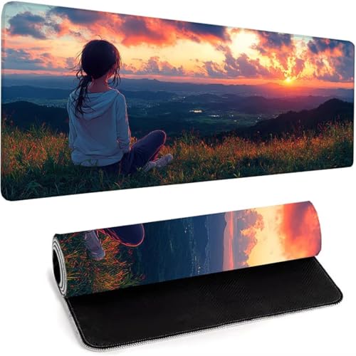 Mouse Pad, Computer-Mauspad Mit Wasserdicht Anti Rutsch-Gummiboden, Leichtes Gleiten, Spritzwassergeschützt, Langlebige Materialien, Frisches, Modernes Design - 1500 x 800 x 3mm Gelb Landschaft Y-7 von wohoaqio