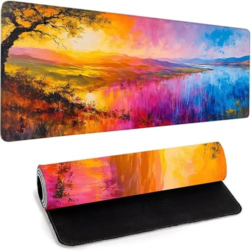 Mouse Pad, Gaming Mauspad, Computer-Mauspad Mit Anti-Rutsch-Gummiboden, Leichtes Gleiten, Spritzwassergeschützt, Langlebige Materialien, Frisches, Modernes Design - 1200 x 600 x 3mm Rosa Baum 6-6 von wohoaqio