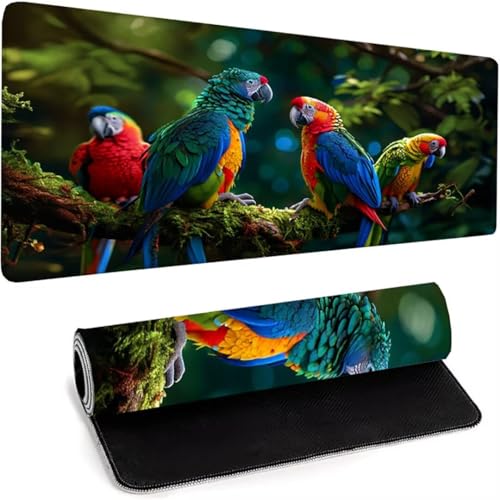 Mouse Pad, Gaming Mauspad, Computer-Mauspad Mit Anti-Rutsch-Gummiboden, Leichtes Gleiten, Spritzwassergeschützt, Langlebige Materialien, Frisches, Modernes Design - 900 x 400 x 3mm Grün Vogel 2-C von wohoaqio