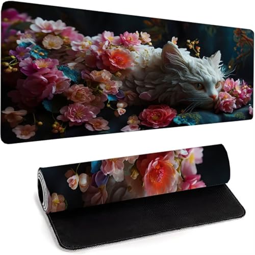 XXL Gaming Mauspad 600 x 300 x 3mm - XXL Mousepad - Tischunterlage Large Size - Verbessert Präzision und Geschwindigkeit, rutschfeste Gummibasis, Geeignet für Jungen, Männergeschenke Rosa Tier M-1 von wohoaqio