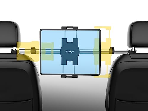 Auto Kopfstützen Tablet Halterung, woleyi Anti Shake KFZ Tablet Kopfstützenhalter mit 360° Drehbar für iPad Pro 9,7, 10,5, 12,9 Air Mini, iPhone, Galaxy Tabs, Switch, mehr 4-13" Telefon und Tablet von woleyi