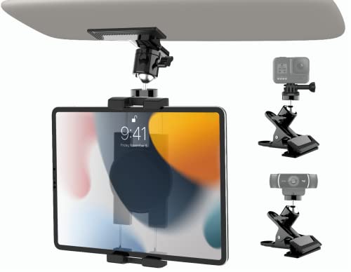 woleyi Auto Sonnenblende Tablet Halterung, KFZ LKW Sonnenblende Handy Autohalterung Clip mit 1/4" Schraube, Multifunktionale iPad Klemme für Tisch Küche für iPad, Galaxy Tabs, Handys, 4-12.9" von woleyi