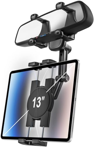 woleyi Auto Rückspiegel Tablet Halterung - 360° Drehbar Rückspiegel Auto Tablet Halterung für Auto Halterung, Anti-Shake Retractable Tablet Clip für 4,7-12,9 Zoll Tablet iPad Pro, Air, Mini, iPhone, von woleyi