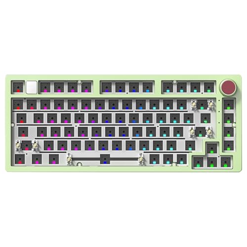 wudoo 81-Tasten-Hot-Swap-Mechanik-Tastatur-Kit mit Drehknopf, RGB-Beleuchtung, Dichtung, Individuellem Aluminium-Hot-Swap, Laptop-Büro-Gamer-Verkabelt-Tastatur, Verkabeltes Mechanik-Tastatur-Kit C von wudoo