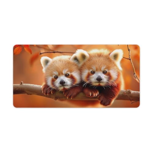 wuzihanptpt Buntes GamingMauspad mit rotem Panda großes Mauspad Mauspad Tischmatte große Matte Gummiunterseite mit glatter Oberfläche rutschfest 30 x 60 cm von wuzihanptpt