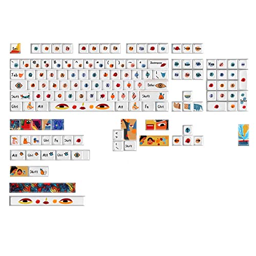 136 Tasten, mechanische Tastatur-Tastenkappen, PBT-XDA-Profil-Tastenkappen für Dz60/RK61/64/61/68/84/87/96/980/104/108, Kunstthemen-Spiel-Tastenkappe von xbiez