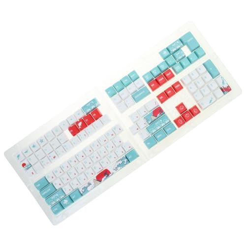 xbiez Russische Tastenkappen, Korallenmeer-Thema, XDA/OEM PBT Farbsublimation für 61/64/68/75/87/98/104 mechanische Tastatur von xbiez